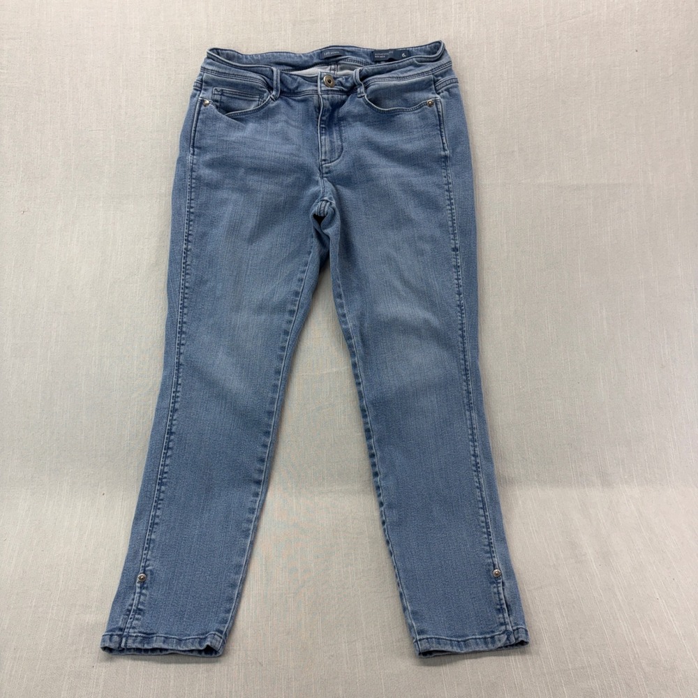 J.Jill Jeans Womens 6P Authentic Fit Slim Ankle Light Wash Side Slit Blue 180292